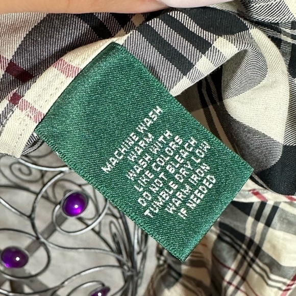 Lauren ralph lauren plaid ruffle front button down shirt size S - Picture 7 of 8